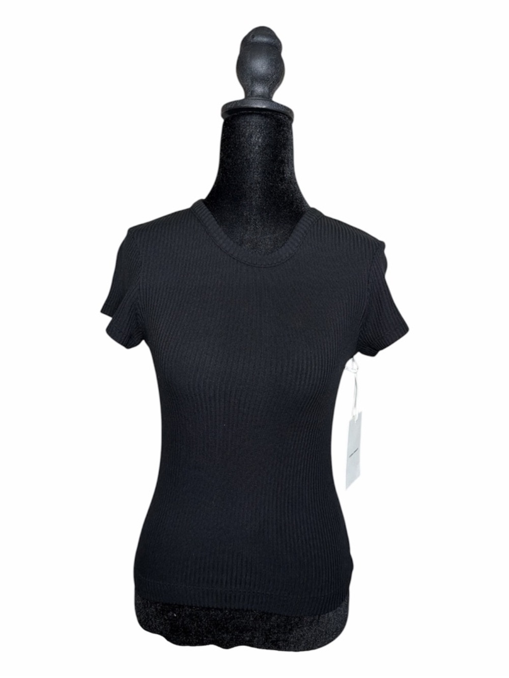 Citizens Of Humanity Black Ribbed Short-Sleeve Tee - Picture 2 of 10